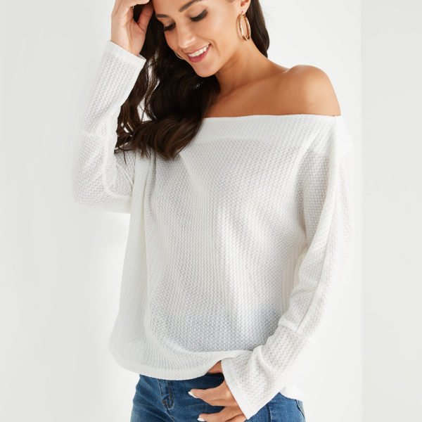 YOINS White Off The Shoulder Long Sleeves Knit Top 2