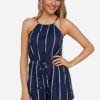 Navy Stripe Halter Sleeveless Playsuit 3