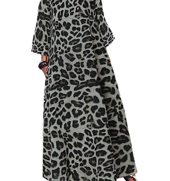Leopard Print Round Neck Maxi Dress 2
