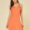 YOINS Orange Backless Design V-neck Dress 3