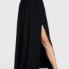 YOINS Black Shirring Slit Hem High-Waisted Skirt 3