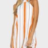 Orange Stripe Halter Neck Mini Dress 3