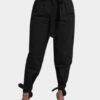 Black Lace-up Design High Waist Pants 3