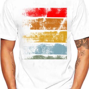 Men Summer Korean Style Cartoon Print White Short Sleeve Round Neck T-Shirt