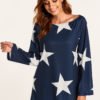 Navy Star One Shoulder Long Sleeves T-shirt 3