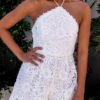 White Sexy Halter Neck Lace Playsuit 3