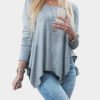Grey Pleated Asymmetrical Bottoming Blouse 3