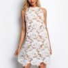 White Hollow Design Lace Dress With Lining 3