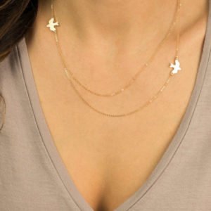 Gold Color Bird Shape Metal Clavicle Necklace