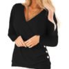 Button Design V-neck Long Sleeves Sweater 3