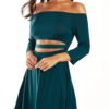 YOINS Green Off Shoulder Cut Out Pleated Dress 3