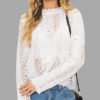 White Hollow Details Lace Insert Blouses 3
