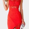 Red Hollow Design Round Neck Sleeveless Dress 3