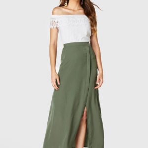 YOINS Army Green Split Design Long Skirt