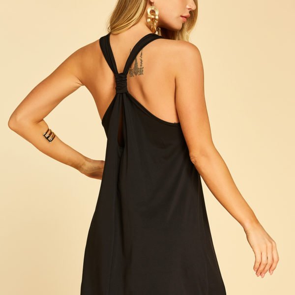 YOINS Black Backless Design Scoop Neck Sleeveless Dress 2