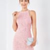 YOINS Pink Zip Design Halter Sleeveless Dress 3