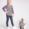 Floral Striped Print Mom and Daughter Matching T-Shirts - Daughter 3