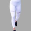 Active Net Yarn Quick Drying Stitching High Waisted Leggings in White 3