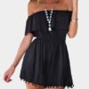 Black Front Layered Off Shoulder Dresses 3