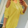 Yellow Round Neck Cold Shoulder Tee 3