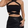 Black Sexy Crop Top with Cutout Details 3