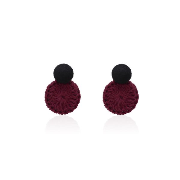 Red Knitted Round Botton Stud Earrings 2