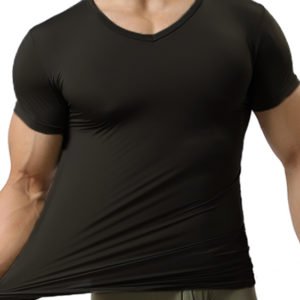 Men Sweatshirt Sweat Proof Slim Sport Short Sleeve V-neck T-Shirt