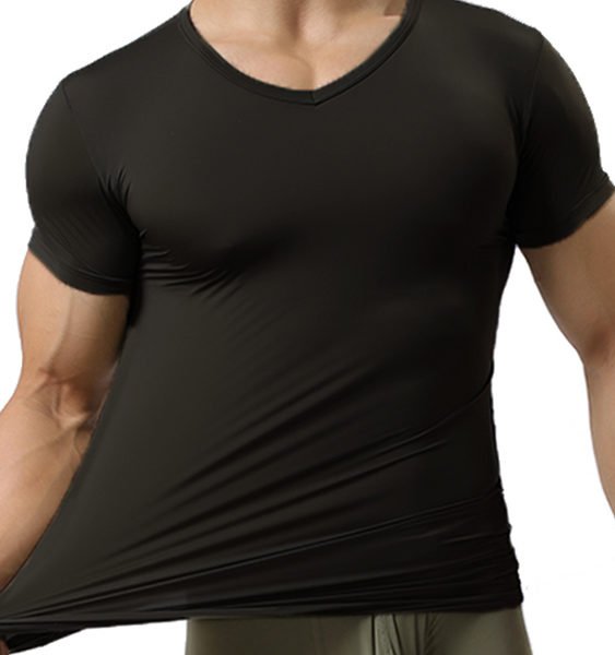 Men Sweatshirt Sweat Proof Slim Sport Short Sleeve V-neck T-Shirt 2
