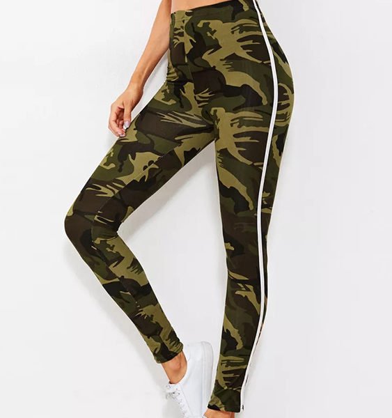 Army Green Camouflage High Waisted Leggings 2