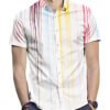 Men Trendy Splash Print Street Style Casual Short Sleeve White Shirt 3