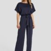 Navy High-Waisted Wide Leg Jumpsuit with Belt 3