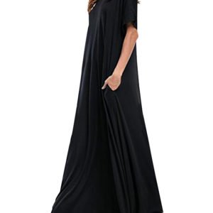 Kidsform Black Pockets Round Neck Short Sleeves Dress