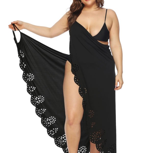 Plus Size Hollow Design V-neck Sleeveless Cover-Up Beachwear Dress 2