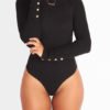 Black Sexy Bodycon Long Sleeves Bodysuit 3