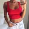 Red Basic Scoop Neck Cami Top 3