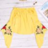 Yellow Embroidered Off The Shoulder Bell Sleeves Blouses 3