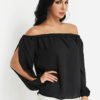 Black Off The Shoulder Cut Out Sleeves Blouse 3