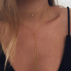 Gold Color Metal Double-layer Clavicle Pendant Necklace