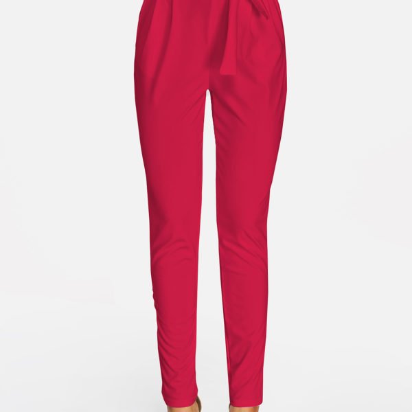 Red Self-tie Embellished Pants 2