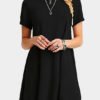 Black Round neck Mini Dress 3