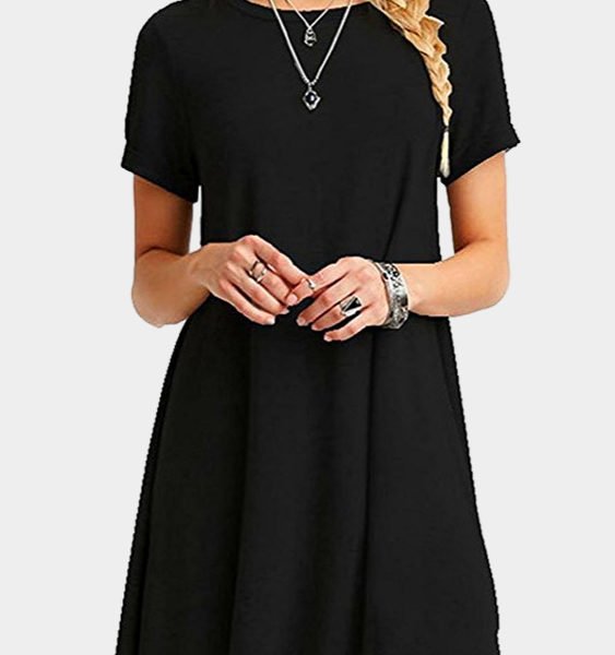 Black Round neck Mini Dress 2