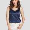 Navy Satin Round Neck Sleeveless Camis 3