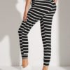 YOINS Black Side Pockets Stripe Drawstring Waist Pants 3