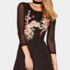 Black Mesh Embroidery Embroidered Romper 3