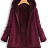 Fleece Zip Front Long Sleeves Hooded Coat 3