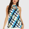 YOINS Multicolor Cut Out Grid Halter Sleeveless Tank Top 3