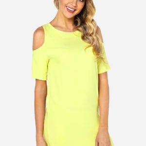Yellow Cold Shoulder Mini Dress