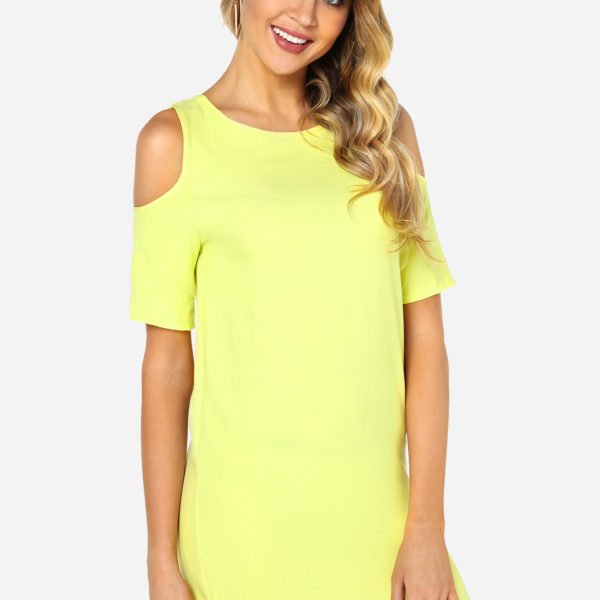 Yellow Cold Shoulder Mini Dress 2