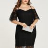 YOINS Plus Size Black Lace Adjustable Shoulder Straps Dress 3
