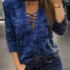 Blue Camouflage Lace-up T-shirt 3